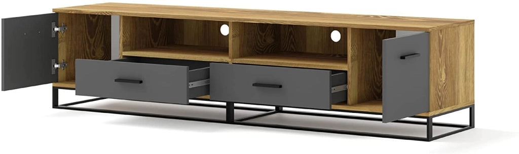 MOBILE TV PIANO TV SOGGIORNO GRAFITE ROVERE  190x45.2x42.5cm ARSEN