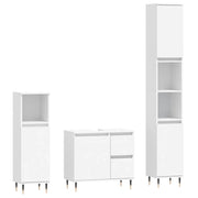 Set Mobili da Bagno | Armadio da bagno 3 pz Bianco in Legno Multistrato