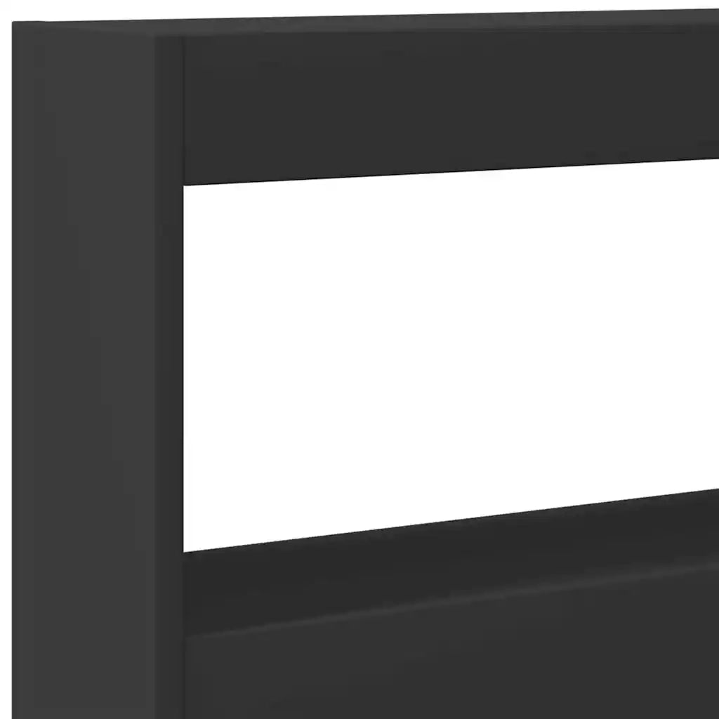 Testiera con Contenitore a LED-Testiera con Ripiani Nera 180x17x102 cm