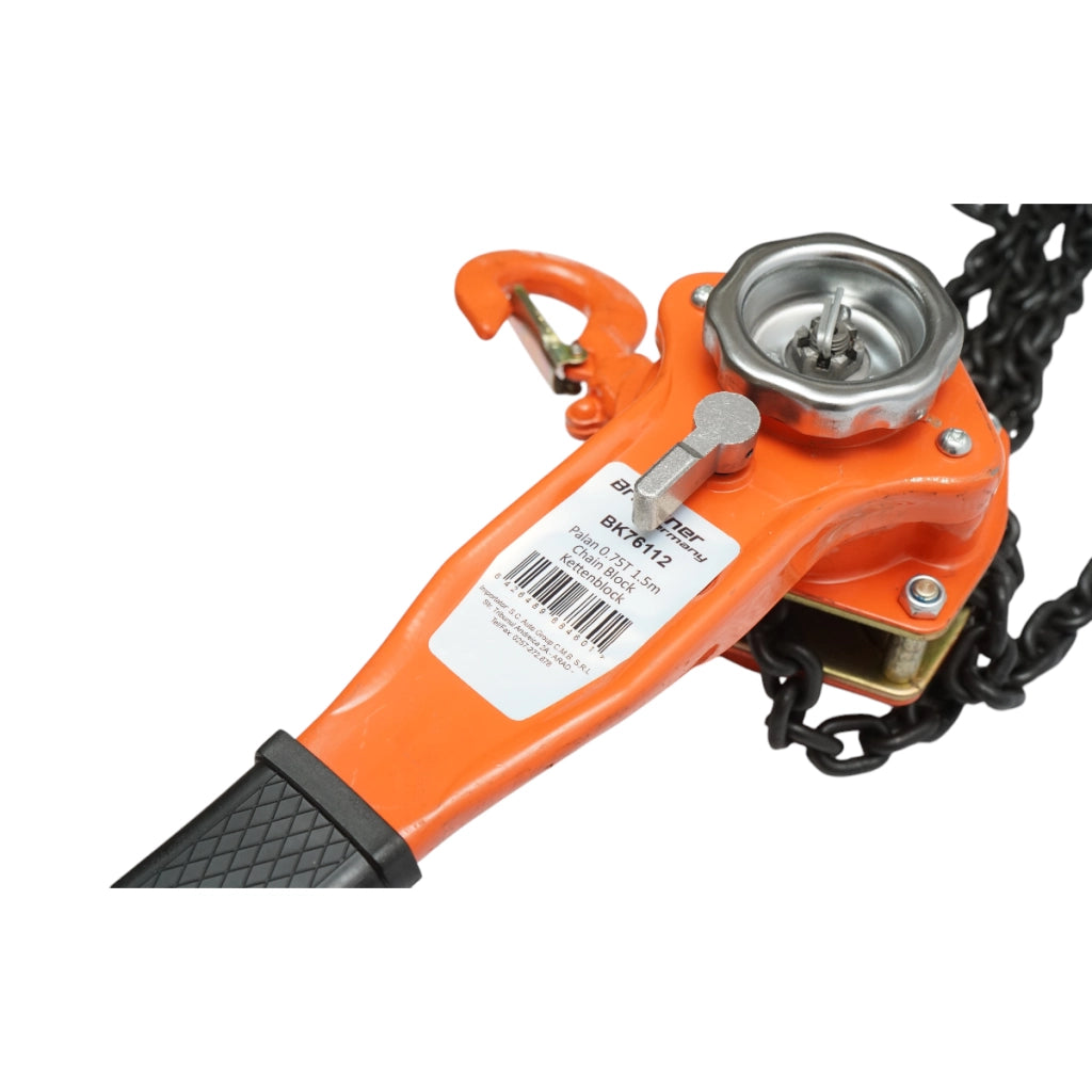 Paranco manuale a leva da 750 kg, catena da 1,5 m, gancio di sicurezza Breckner Germany