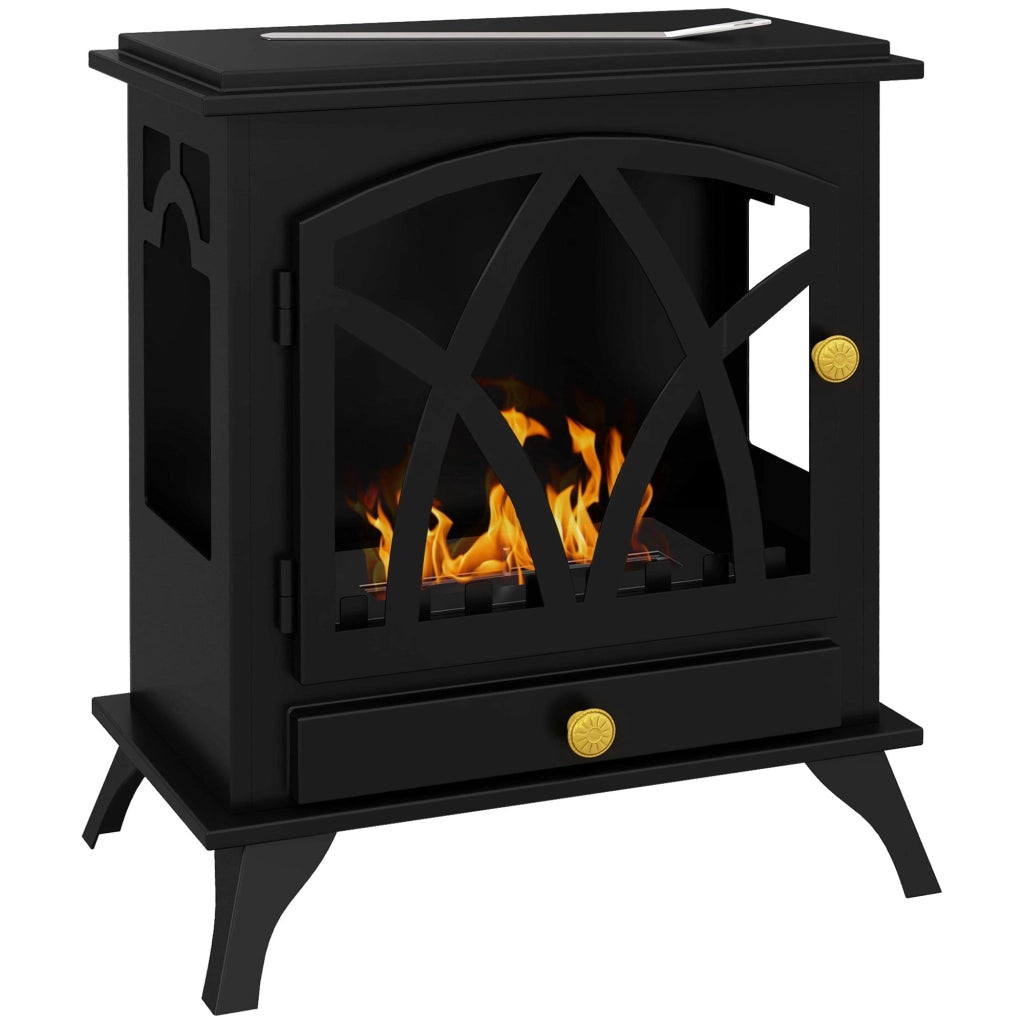 Camino a Bioetanolo da Pavimento 45x28x54 cm Bruciatore 1,2L Nero