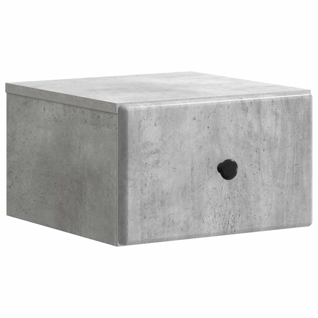 Set di 2 Comodini | Armadio da Notte | Mobiletto da notte a muro con cassetto Grigio Cemento