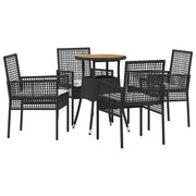 Set da Pranzo per Giardino 5 pz | Set Salotto da Giardino Nero polyrattan