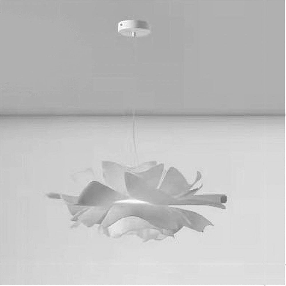 Trade Shop - Lampadario A Sospensione A Forma Di Fiore Petali Bianco Luce Attacco E27 Ip20 71607 -