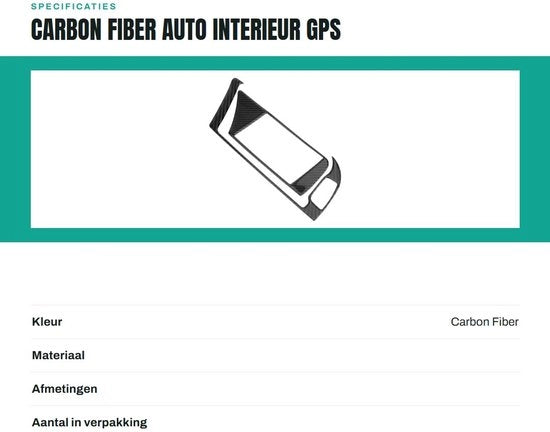 Accessorio interno di alta qualità a fibra di carbonio - Porta GPS per pannello - Finitura lussuosa - Leggero - Inox - Design elegante - Accessorio interno