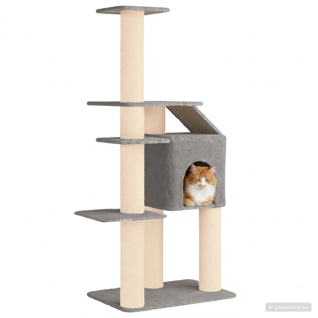 Albero per gatti con pali per graffiare in sisal Grigio Chiaro 42033067