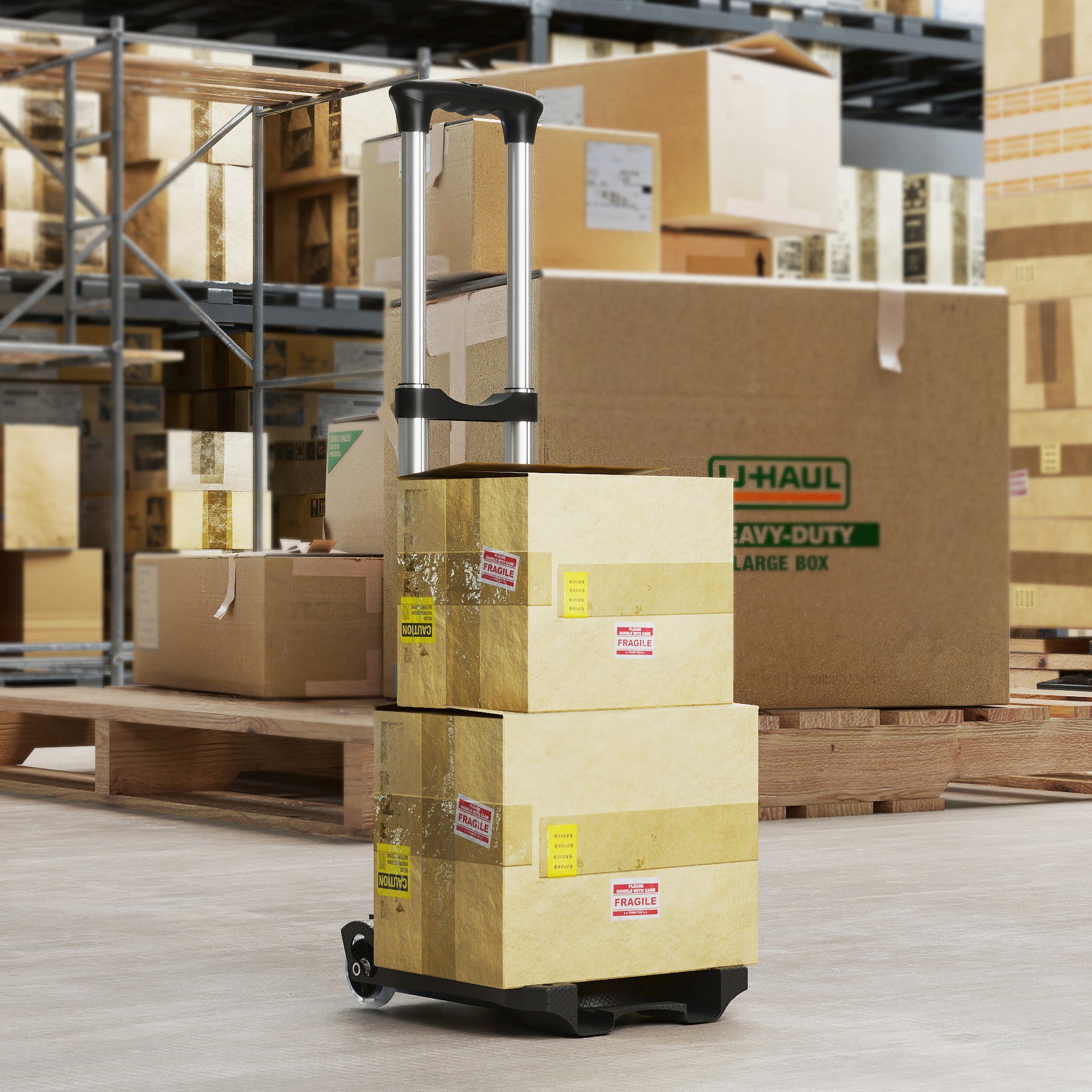 Carrello Portapacchi Pieghevole 40kg Maniglia Telescopica in Alluminio e Plastica Nero