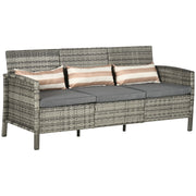 Divano 3 posti in rattan ¨C Xylo ¨C grigio con cuscini 173x68x78 cm