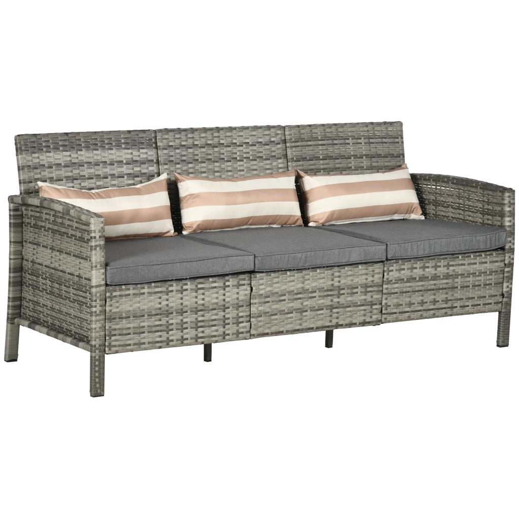 Divano 3 posti in rattan ¨C Xylo ¨C grigio con cuscini 173x68x78 cm