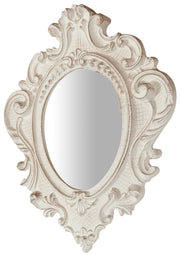 Biscottini Specchiera da parete in legno finitura bianco anticato L32xPR3,5xH38 cm Made in Italy
