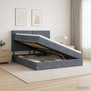 Letto con contenitore e materasso Grigio Scuro 140 x 200 cm 3459754