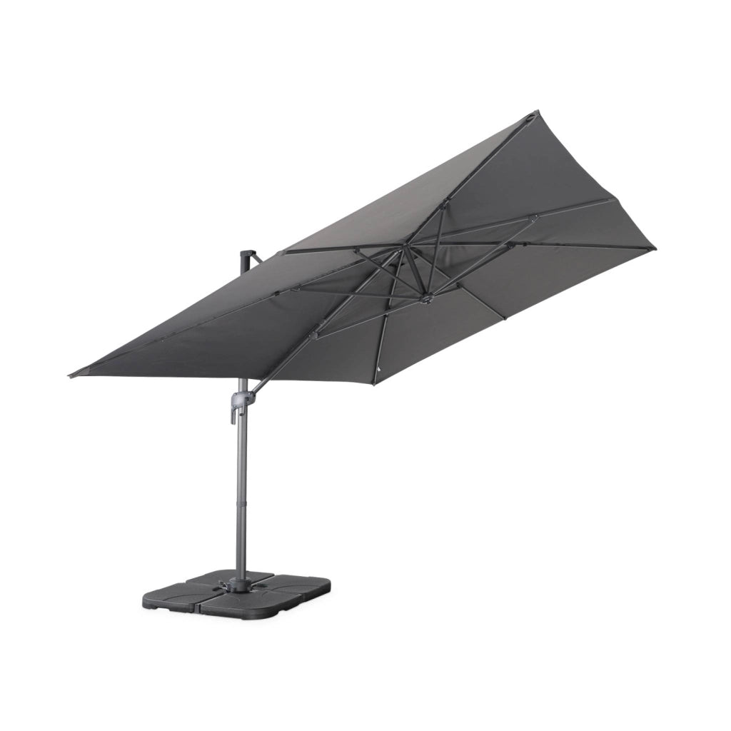 Ombrellone rettangolare decentrato, 3x4m, grigio