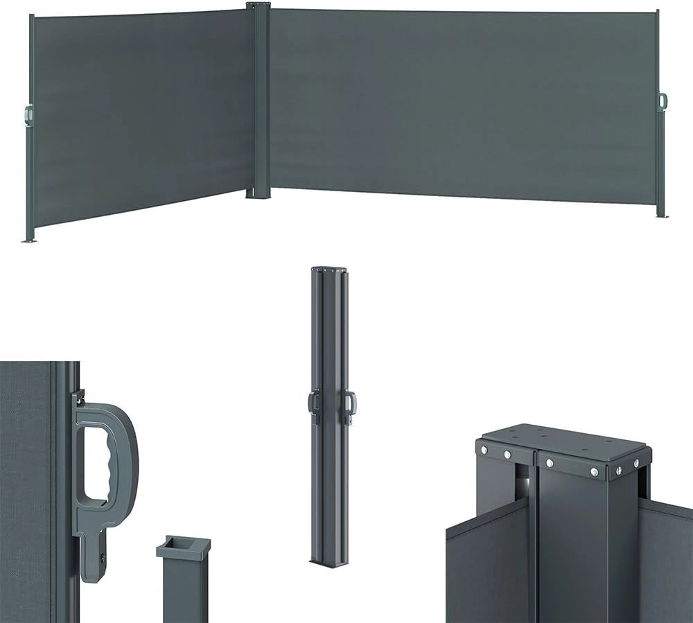 OK-Living Tenda laterale, Antracite, 300 x 160 cm, per un montaggio flessibile utilizzabile come protezione da sole e vento