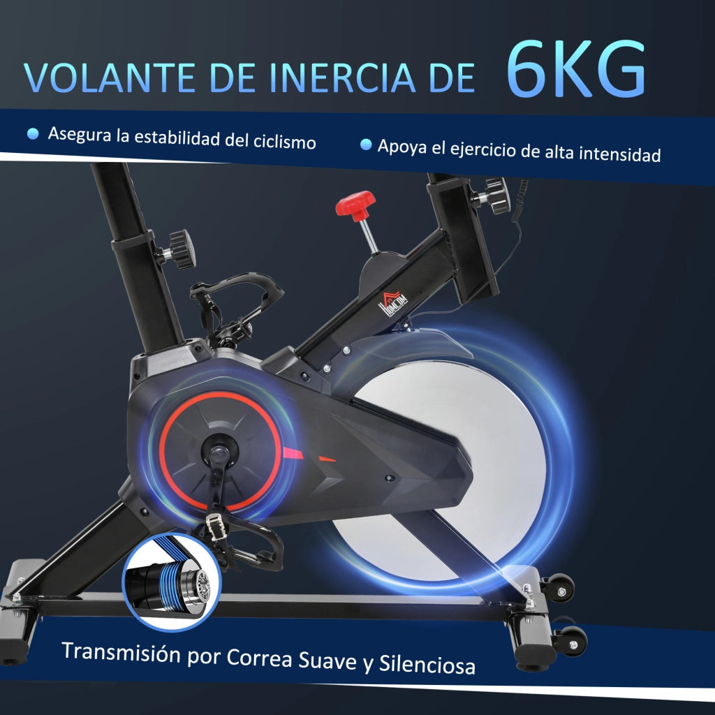 Cyclette da Interno con Display LCD Cardiofrequenzimetro Sella e Manubrio Regolabili Volano 6 kg ¨C Xylo ¨C Nero Rosso