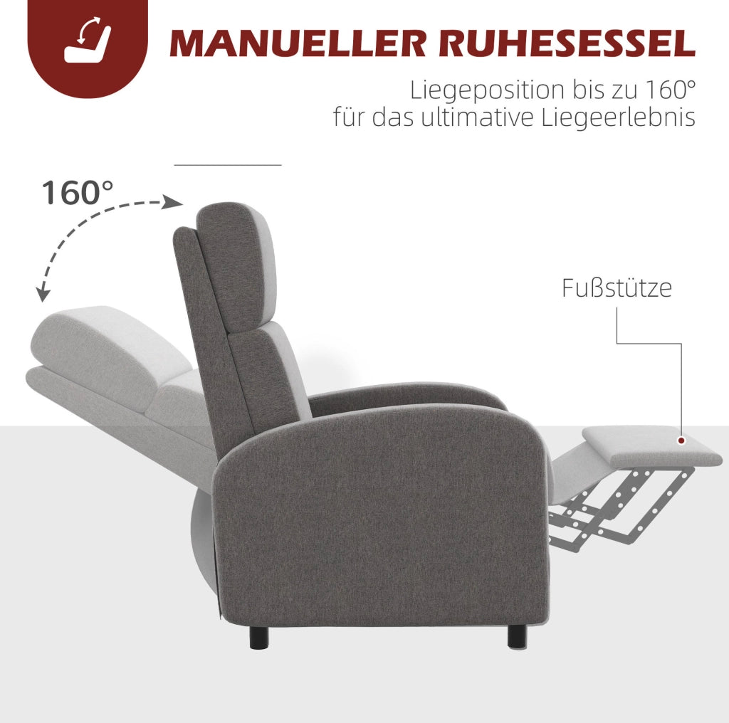 Poltrona relax reclinabile 160° grigia con poggiapiedi