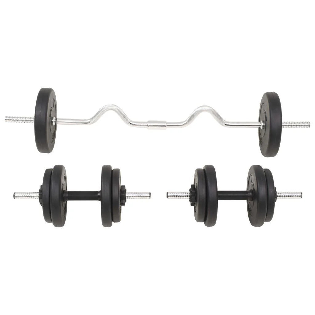 Set di manubri e bilanciere ondulato da 30 kg per fitness e bodybuilding nero 02_0000746