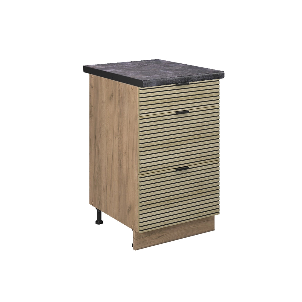 Mobiletto base per cucina Fame-Line Pannello in quercia/Rovere dorato 50 cm, PL Antracite Vicco