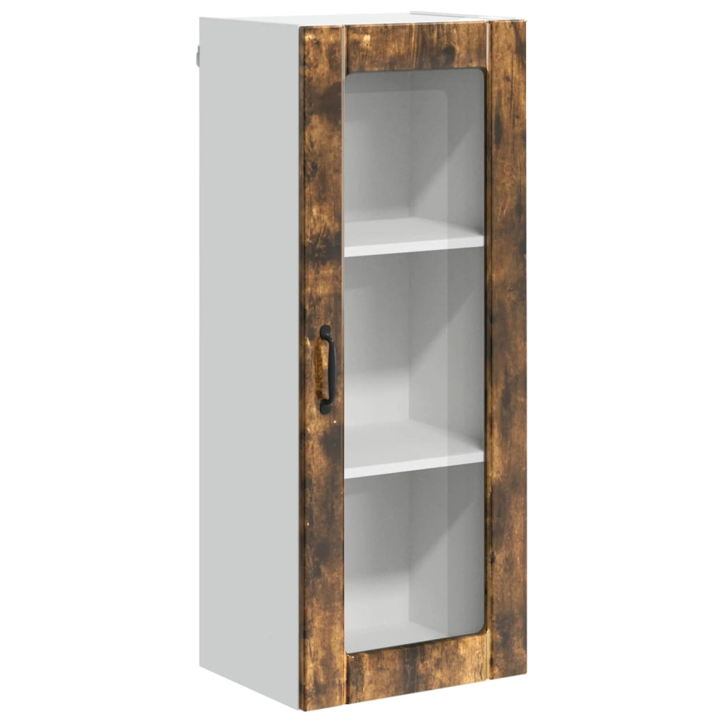 Pensile da cucina | Mobile in vetro da parete LUCCA Rovere Fumo 40 x 31 x 100 cm