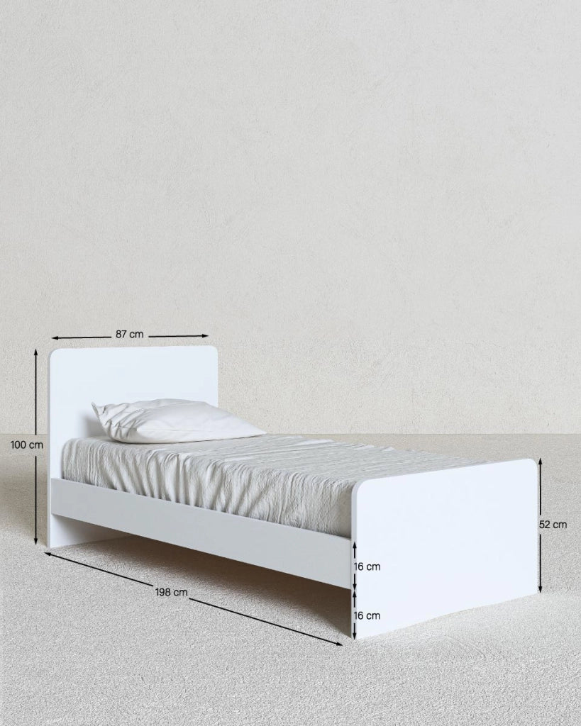 Letto easy con fascioni e pediera - Letto singolo 87 x 197 - Struttura Bianca - Rete e materasso esclusi_