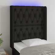 Testiera a LED-Testata con LED Nera 83x16x118/128 cm in Tessuto 458376