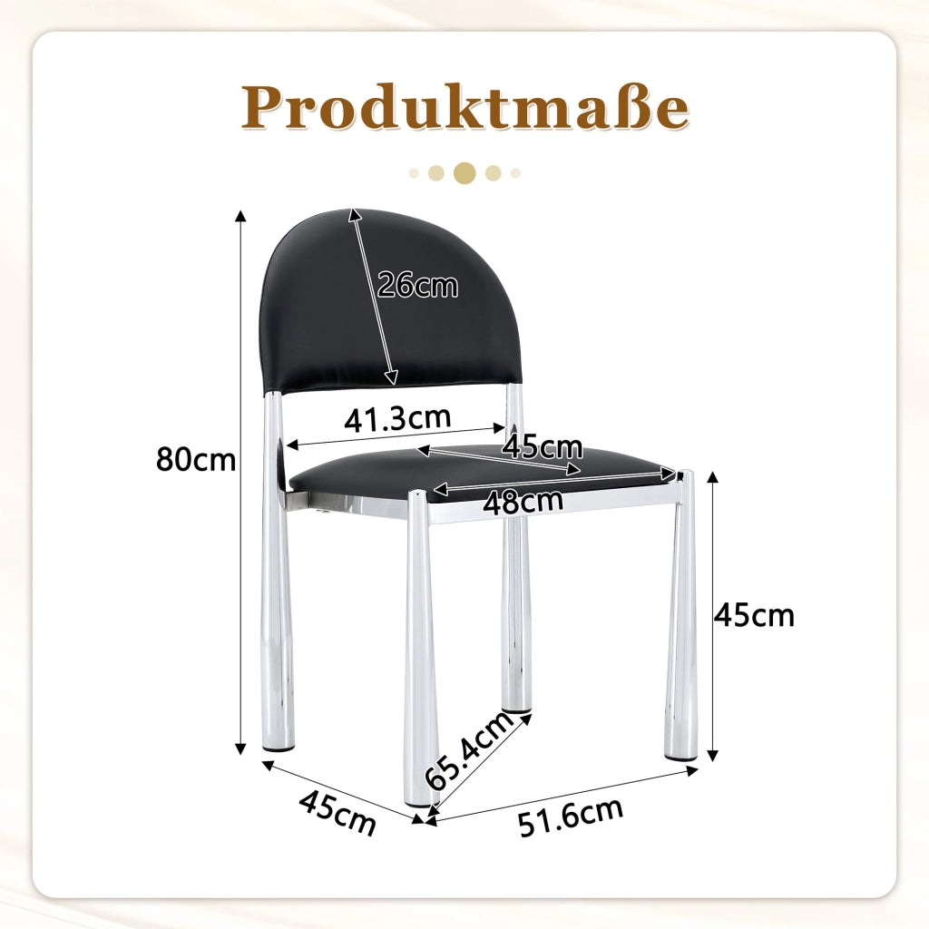 SEDIA da pranzo Set da 2 pezzi 80 cm PU Nero con gambe in metallo