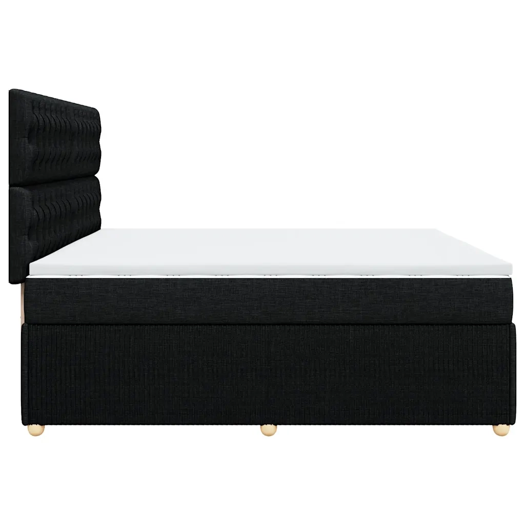 Giroletto a Molle con Materasso Nero 200x200 cm in Tessuto