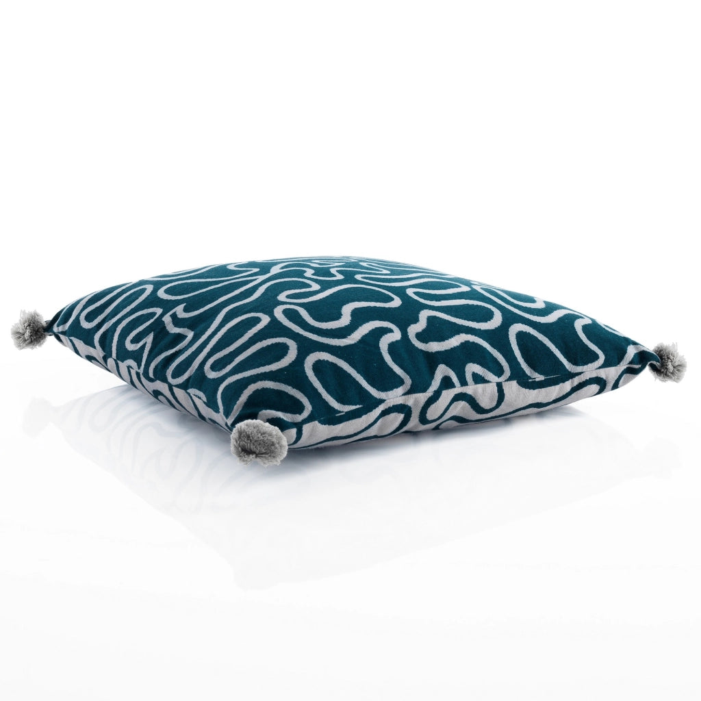 Cuscino sfoderabile double face in cotone blu