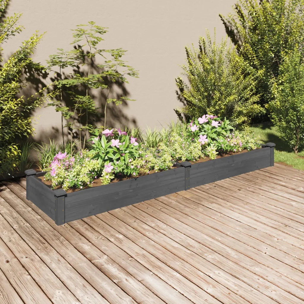 Fioriera Giardino con Fodera-Vaso da Esterno-Contenitore per Piante Grigia 240x60x25 cm Massello Abete