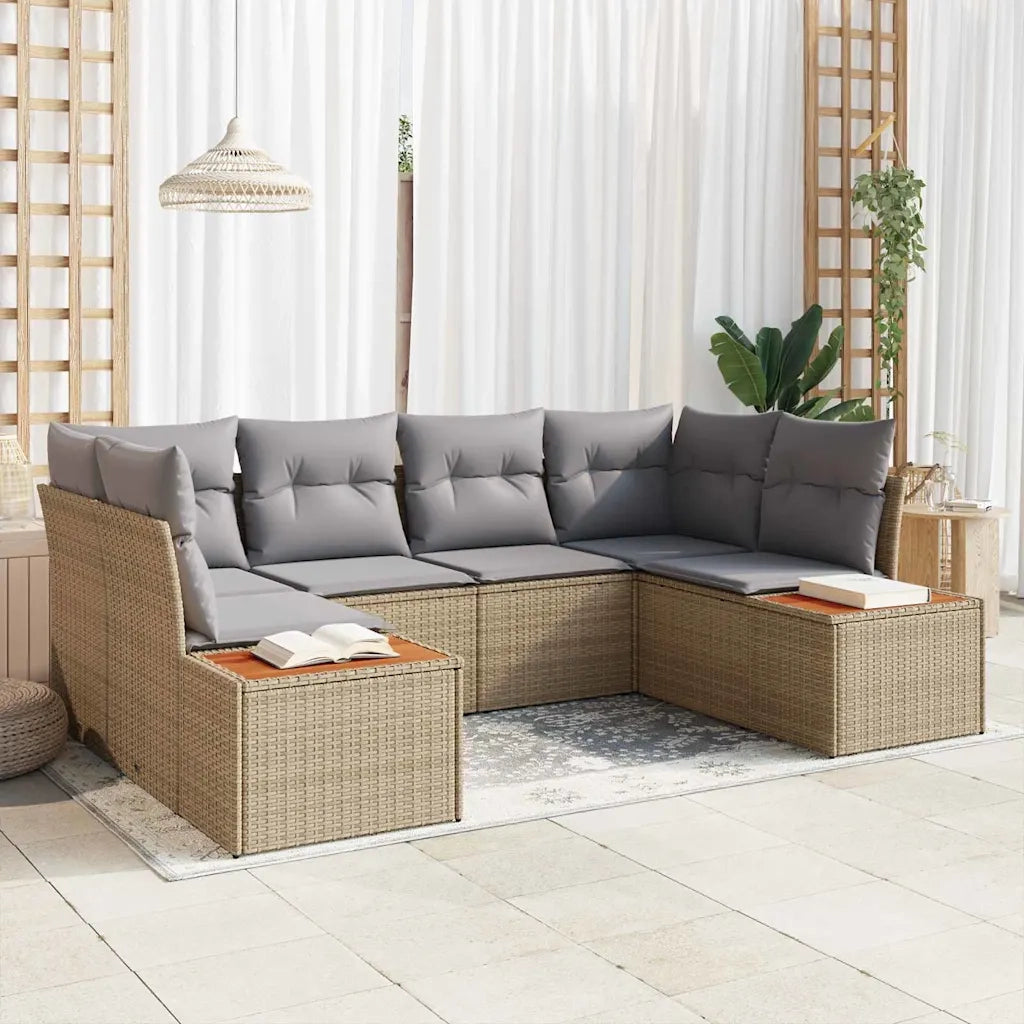 Set Divano da Giardino con cuscino 6 pcs Beige polyrattan 3348156