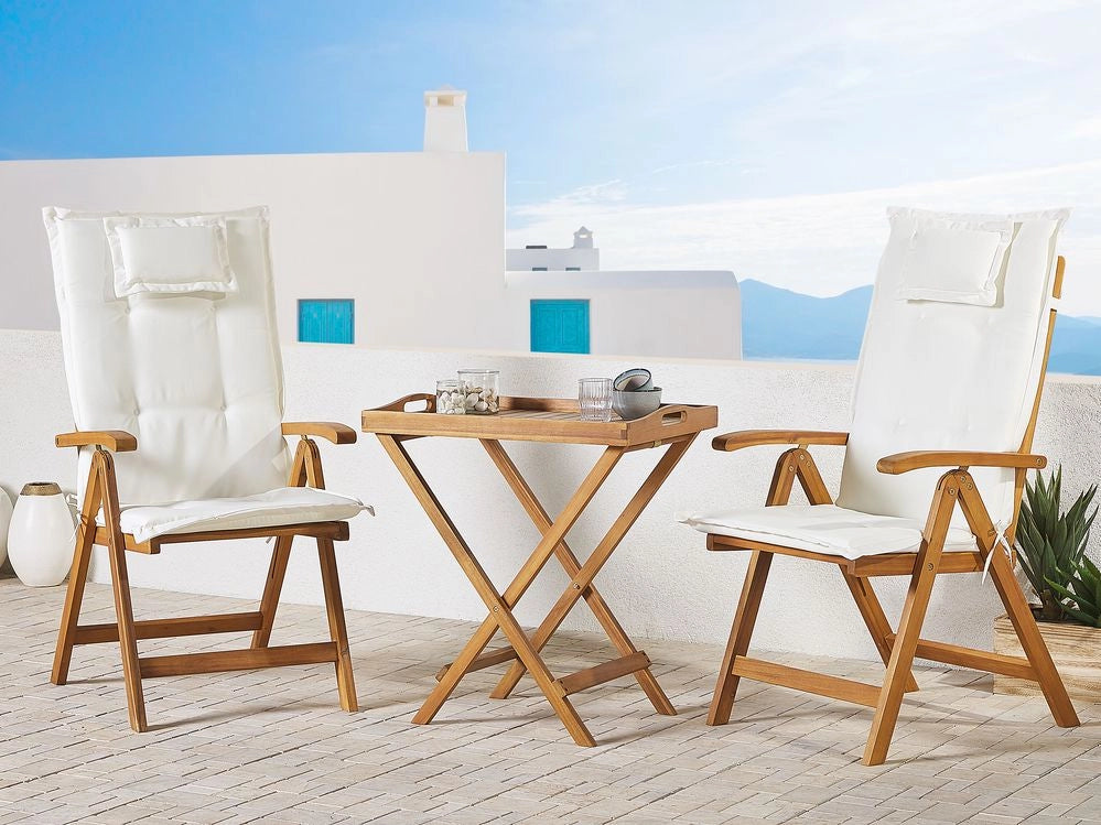 Set di 2 cuscini per sedie da giardino Cuscino per schienale in poliestere bianco sporco Cuscino per esterni dal design moderno
