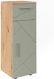 mobiletto bagno Irma, Verde salvia, 30 x 81 cm, per la conservazione in bagno, abbinabile alla serie Irma