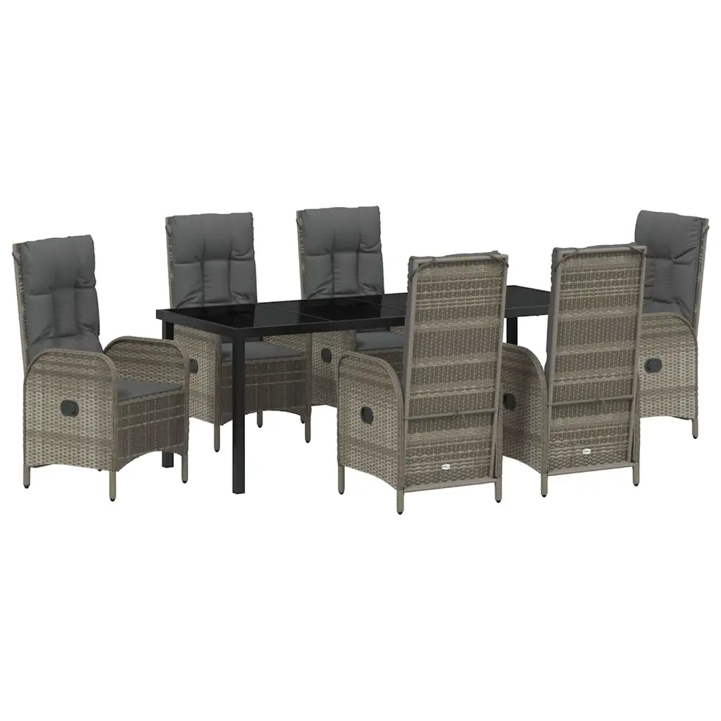 Set da Pranzo per Giardino con cuscino 7 pcs Grigio polyrattan 3380132