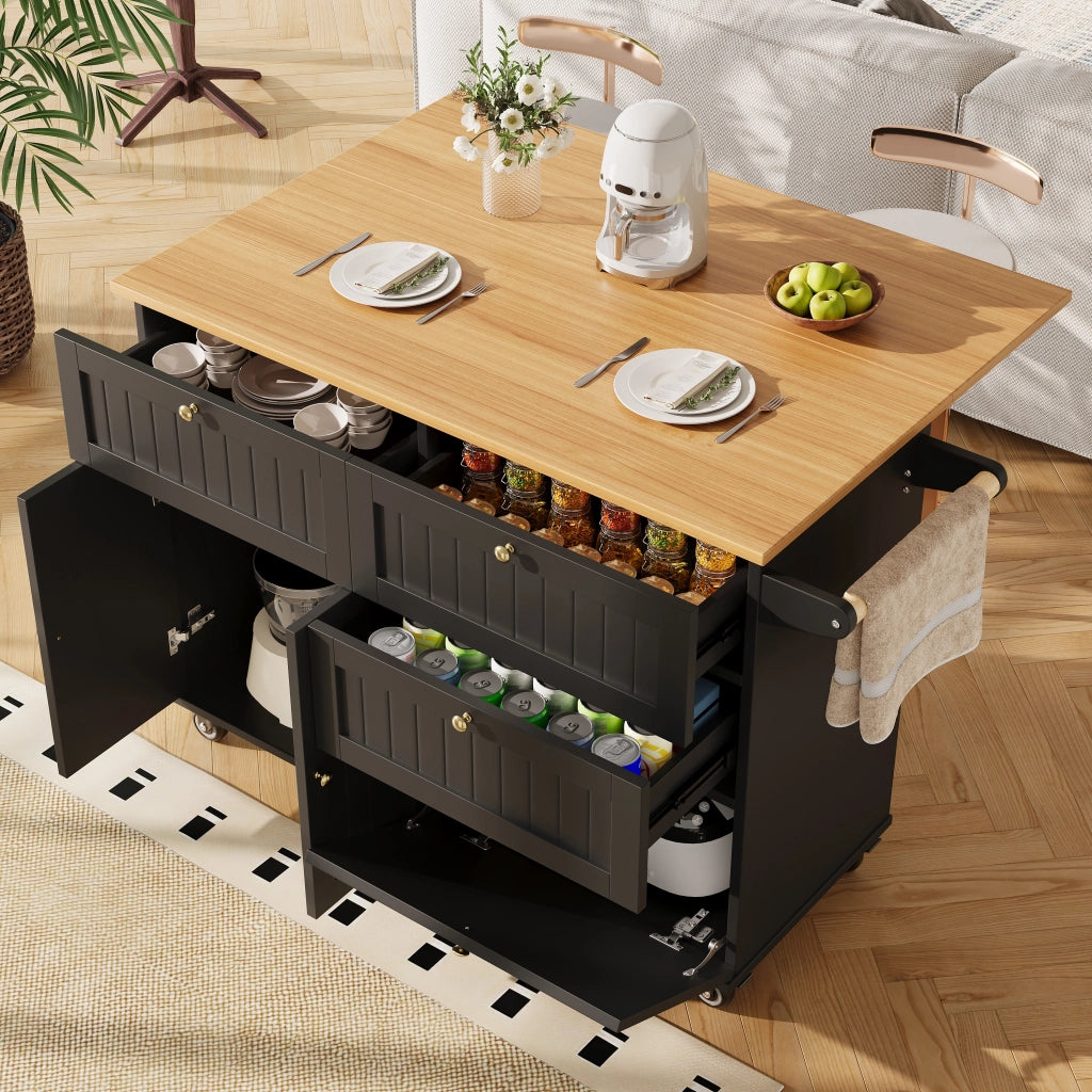 CARRELLO CUCINA 133x37,3x88 cm MDF Nero