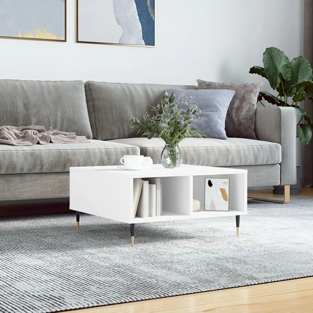 Tavolino da salotto | Tavolino da caff¨¨ | Tavolino da Soggiorno Bianco 60x60x30 cm in Legno Multistrato