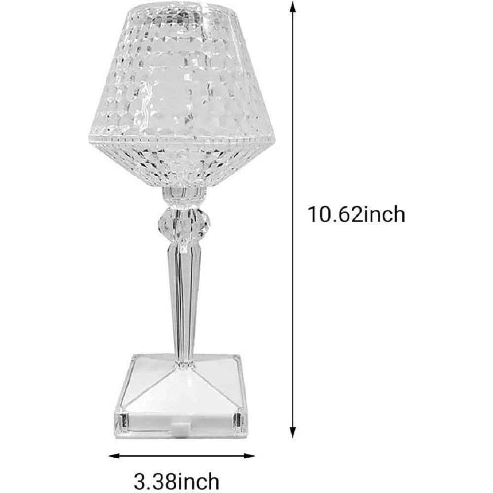 Trade Shop - Lampada Da Tavolo In Cristallo Senza Fili Usb Ricaricabile Touch A 3 Vie 28x12cm -