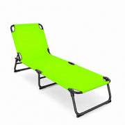 Lettino Mare Pieghevole Prendisole Schienale Regolabile Reclinabile Struttura In Metallo Nero Sedia Relax Per Spiaggia Campeggio Piscina Giardino 187 x 53 x 24 Cm Verde Fluo