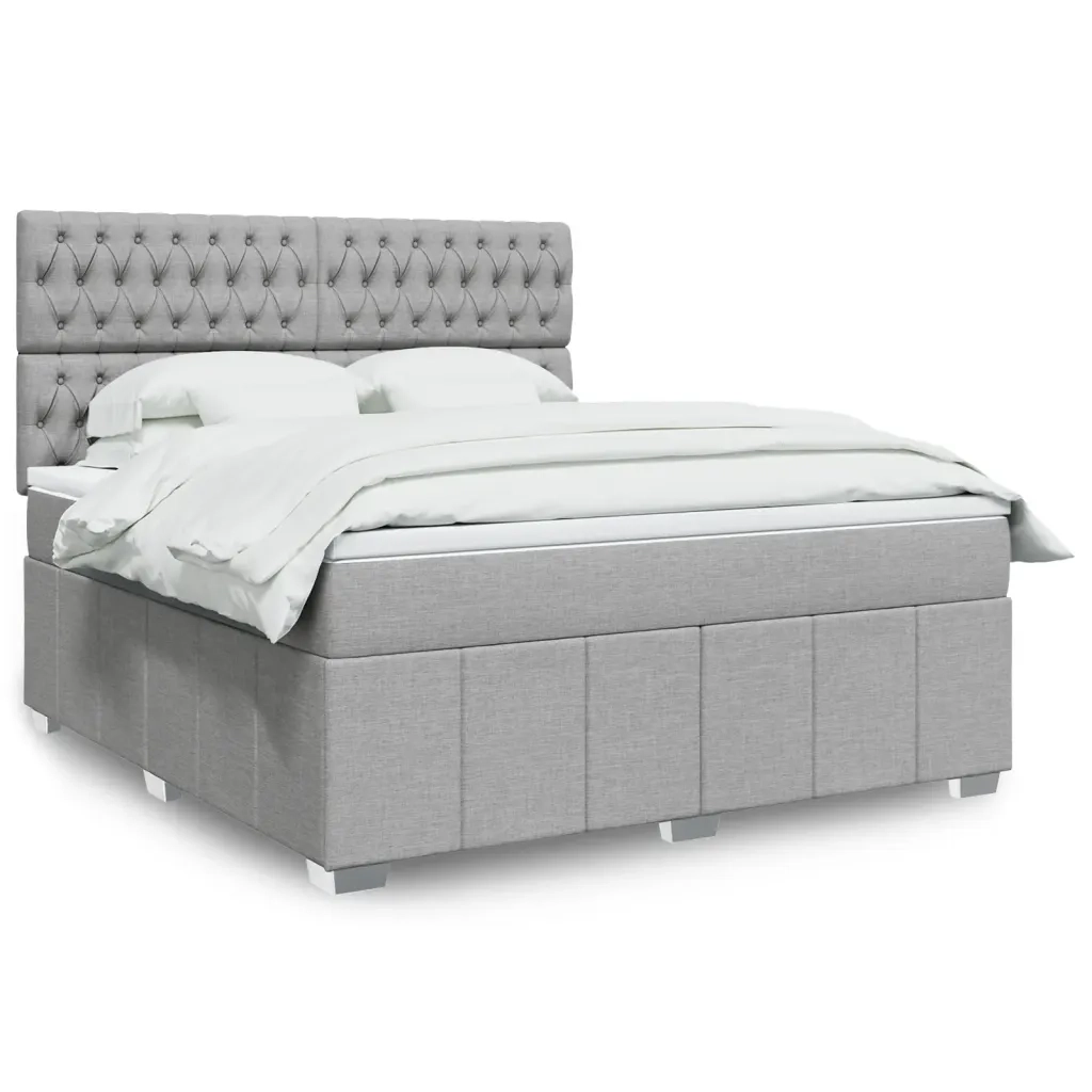 Giroletto a Molle con Materasso Grigio Chiaro180x200 cm Tessuto