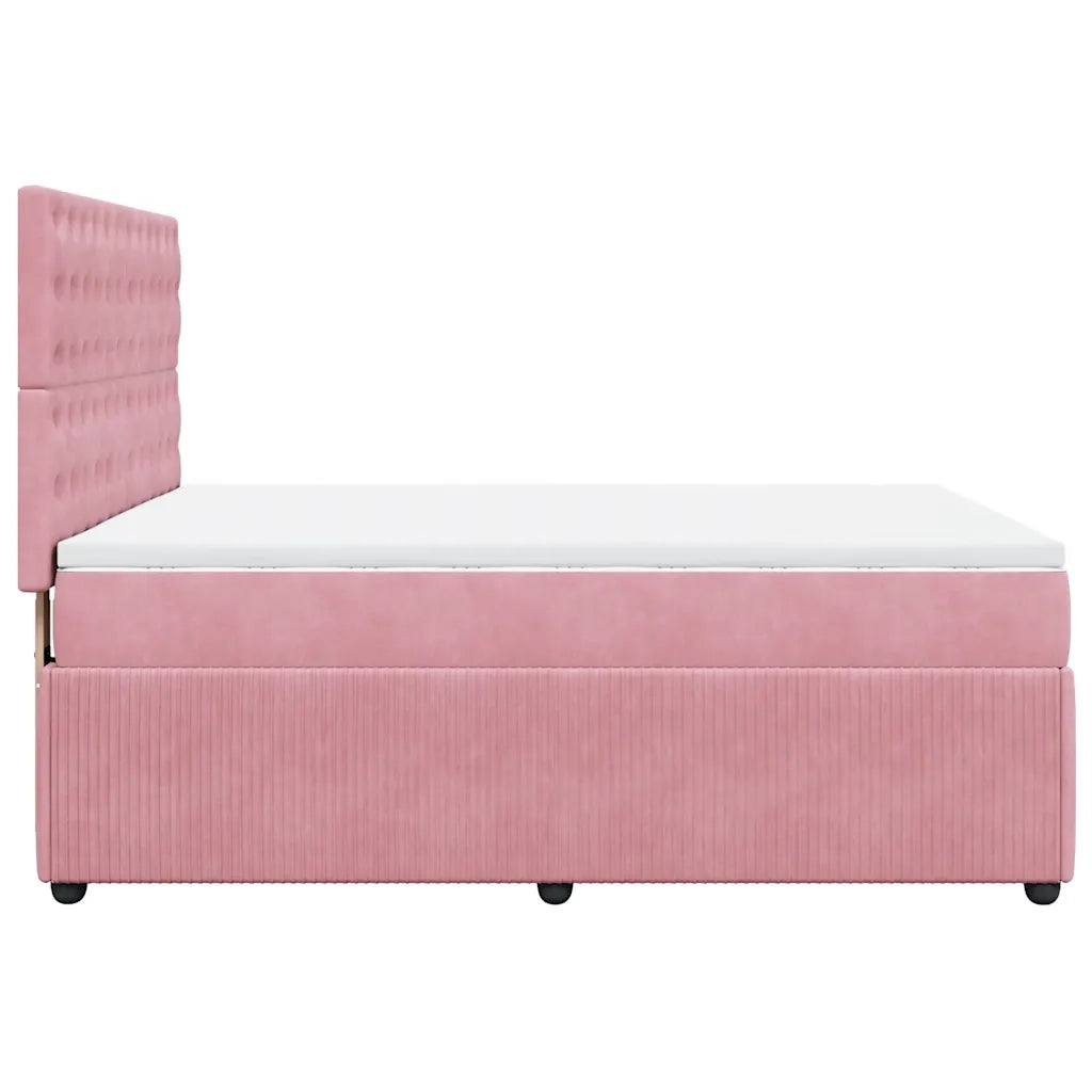 Giroletto a Molle con Materasso Rosa 140x200 cm in Velluto