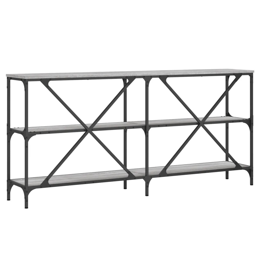 Tavolino Consolle | Tavolo d'Ingresso Grigio Sonoma 160x30x75cm in Legno Multistrato e Ferro