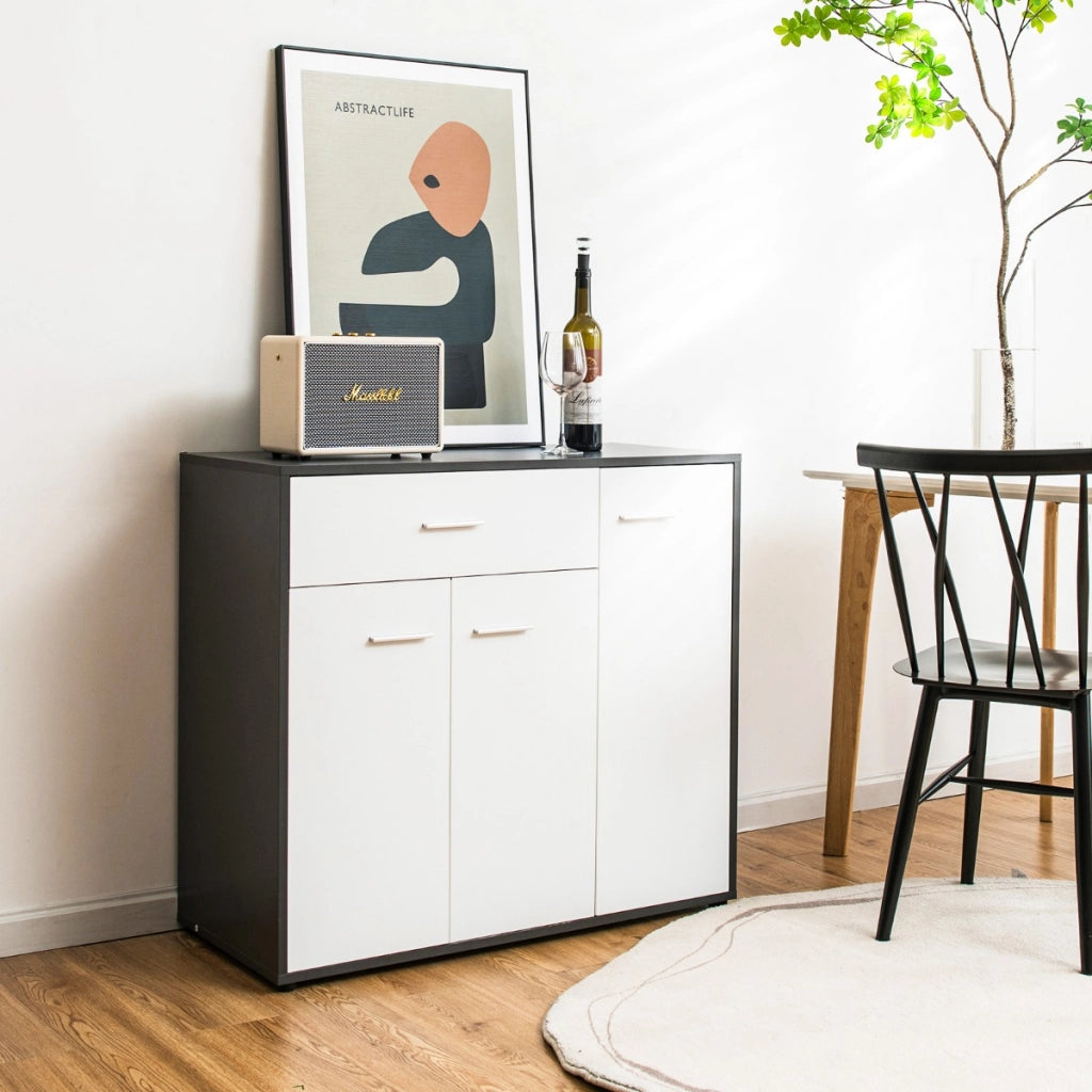 Mobile credenza moderno con cassetto 3 ante ripiano regolabile-Armadietto per cucina sala da pranzo 88x40x80cm