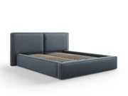 Cosmopolitan Design - Letto a cassettone con testiera doppia "Arendal" 160x200cm in tessuto strutturato blu 