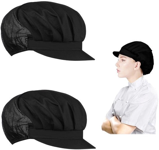 Cappello da cucina adattabile 2 pezzi - Totale lunghezza 52-60 cm - Adattabile a capelli lunghi - Materiale Polyester/Katoen - Unisex