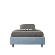 BS COM Letto una piazza e mezza con rete imbottito 110x210 microfibra azzurro