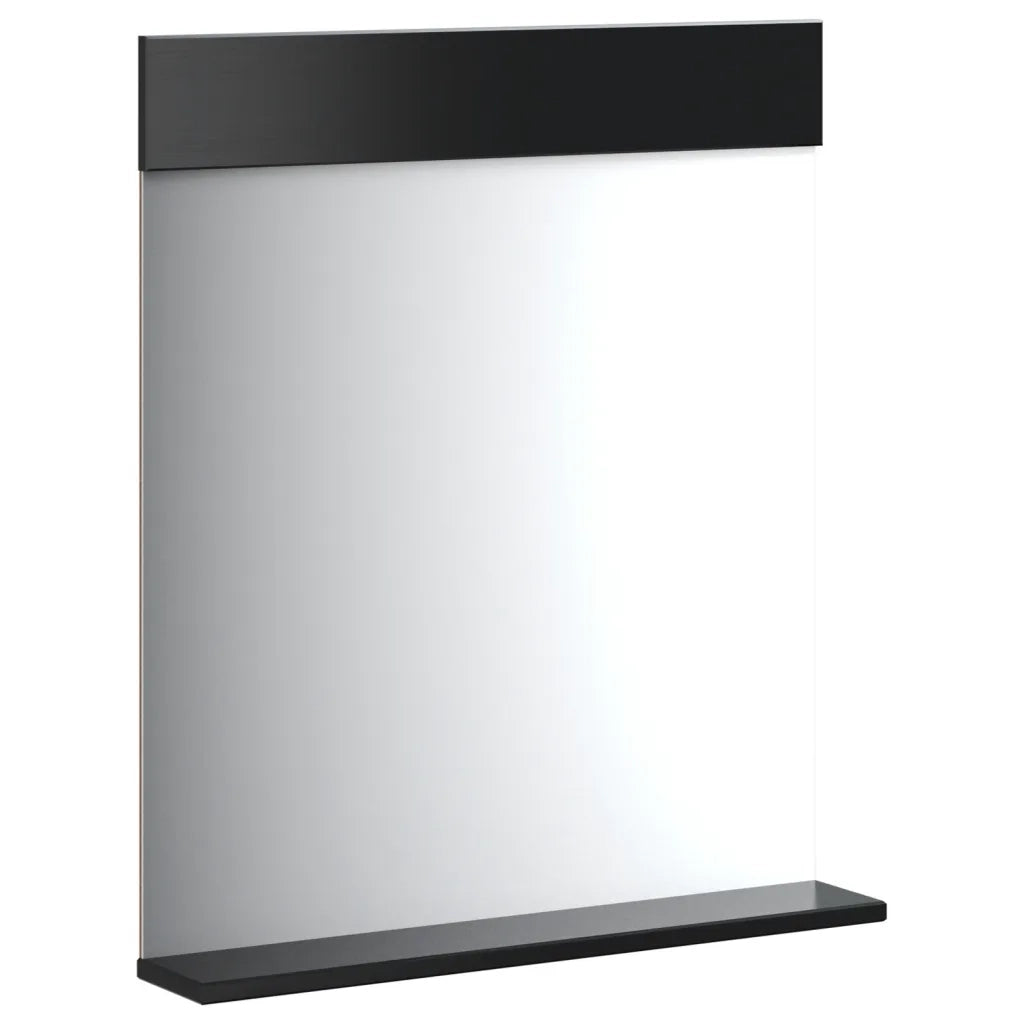 Specchio Bagno e Ripiano BERG Nero 60x12x70 cm Legno Massello 358559