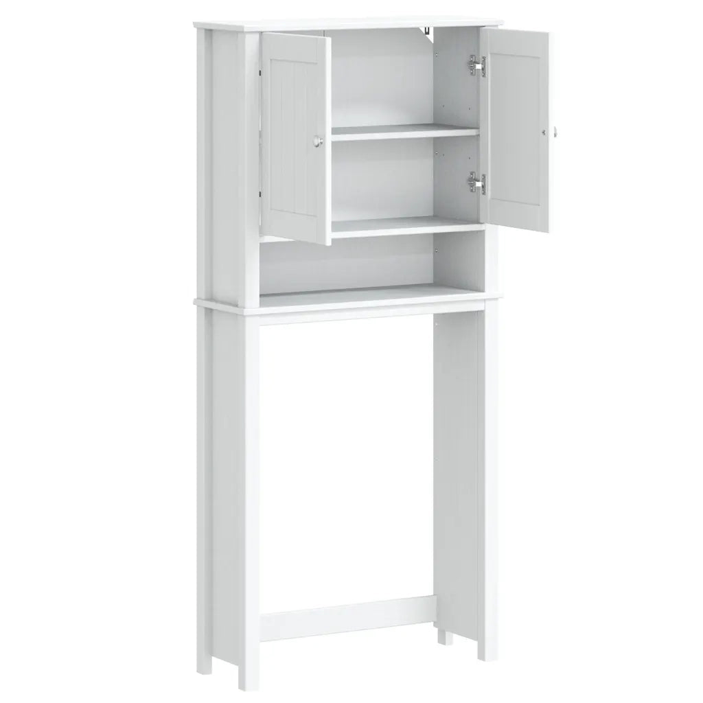 Mobile per Lavatrice BERG Bianco 76x27x164,5cm Legno Massello 358556
