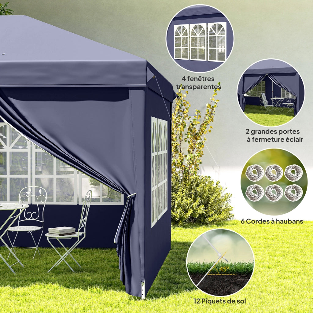 Gazebo pieghevole impermeabile ¨C zephmum ¨C 6x3x2.7 m con 4 pareti e finestre
