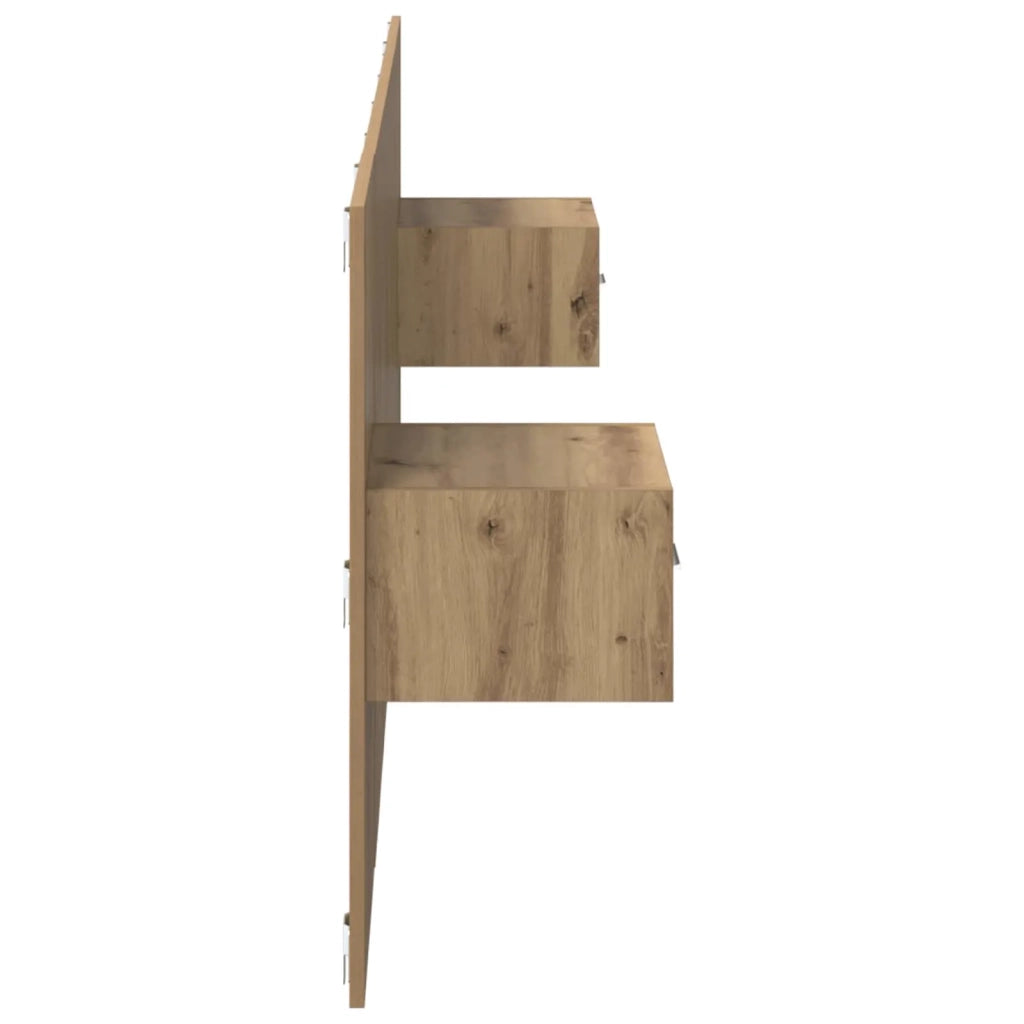 Testata con Comodino 3 pz-Set di 3 Testiera con Contenitore Rovere artigianale Legno multistrato 623823