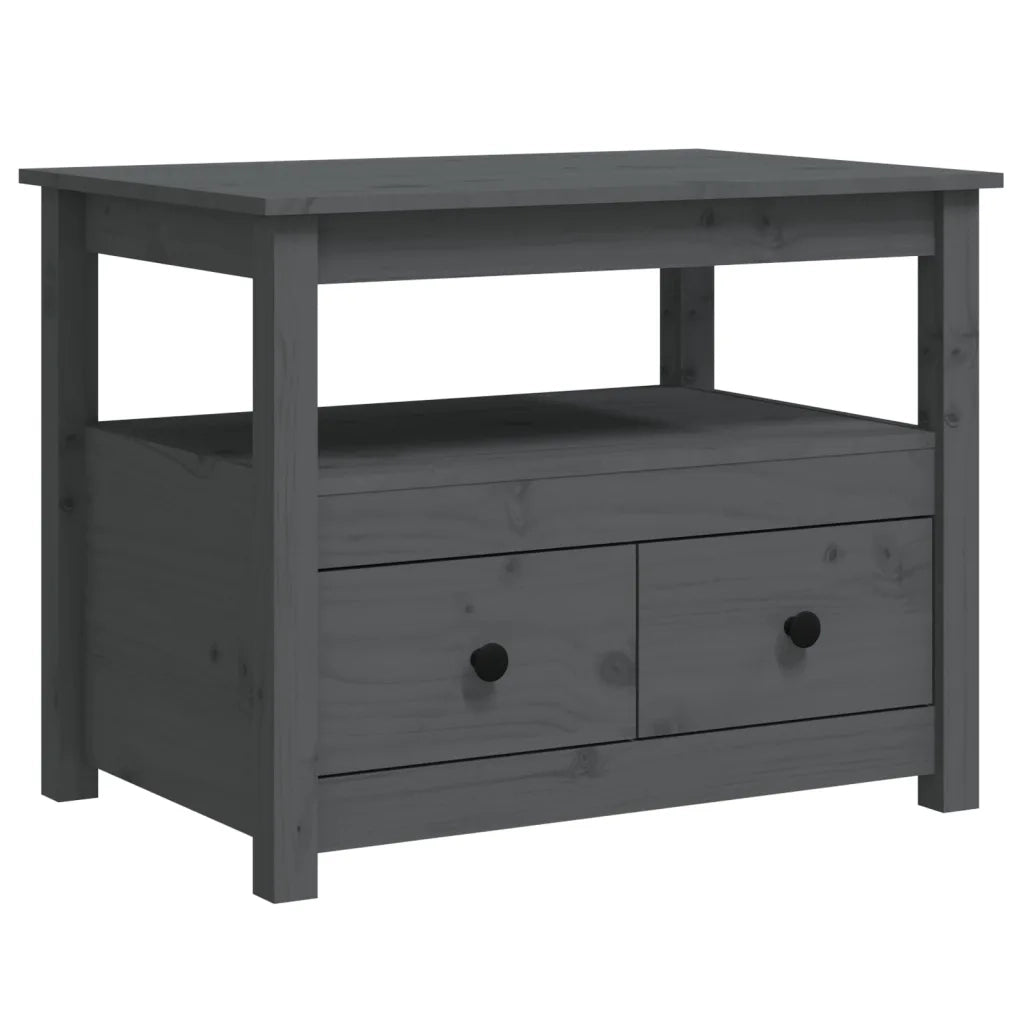 Tavolino da Salotto Grigio 71x49x55cm in Legno Massello di Pino 820938