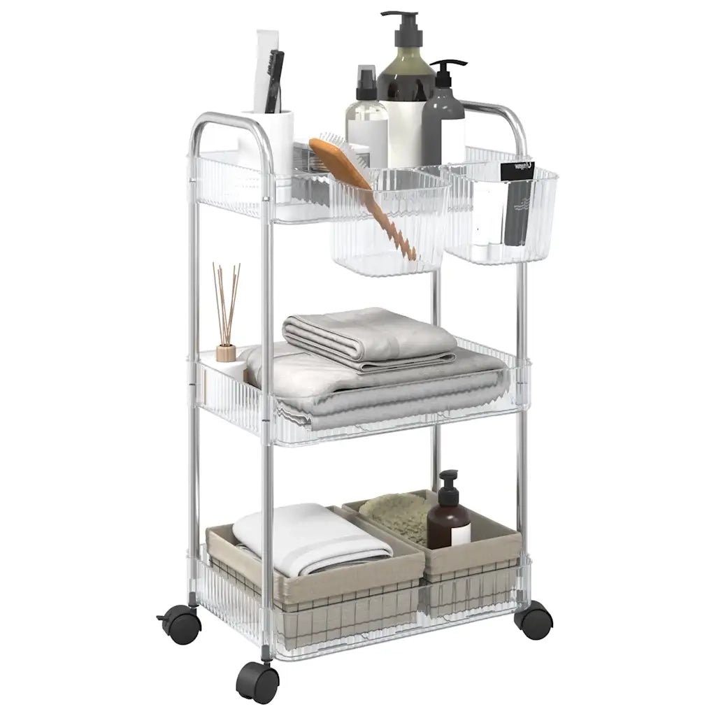 Carrello Portaoggetti a 3 Livelli 37x28x68 cm in Acrilico 4012378
