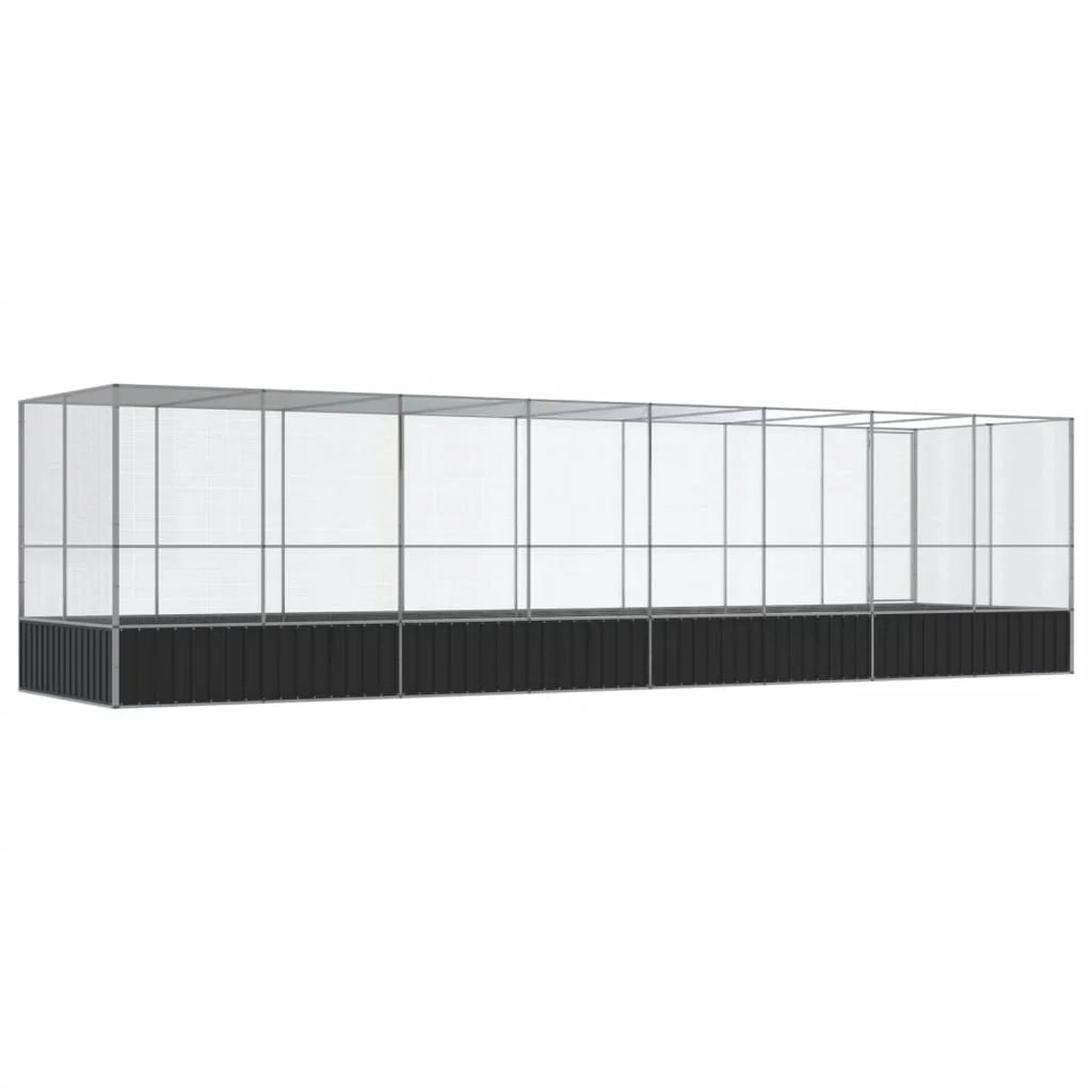 Voliera a gabbia con estensione in argento 832 x 207 x 212 cm acciaio argento 02_0045664